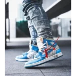 Nike Air Jordan Retro 1 Of_f-White UNC Men Shoes (FT315) - Image 2