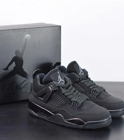 Nike Air Jordan Retro 4 Black Shoes For Men (LAB1732)