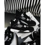 Nike Air Jordan Retro 4 Black White Semi UA Men Shoes (FT352) - Image 2