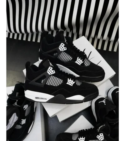 Nike Air Jordan Retro 4 Black White Semi UA Men Shoes (FT352) - Image 2