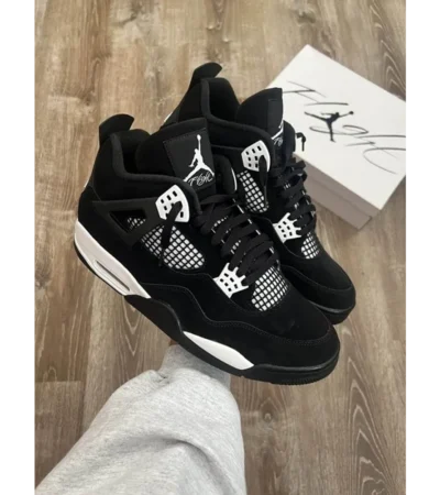 Nike Air Jordan Retro 4 Black White Semi UA Men Shoes (FT352)