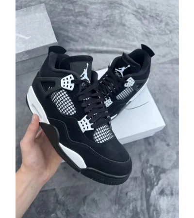 Nike Air Jordan Retro 4 Black White Semi UA Men Shoes (FT728)