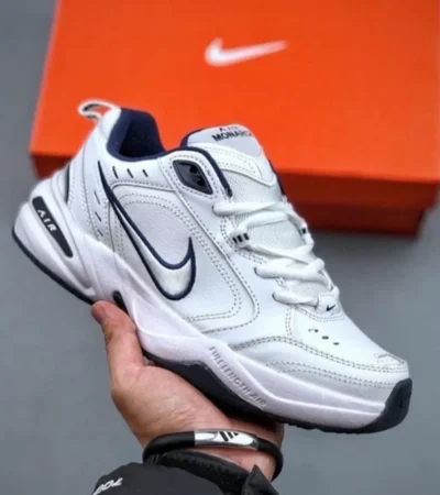 Nike Air Monarch IV White Metallic Silver Men Shoes (FT448)