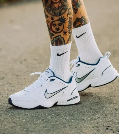 Nike Air Monarch IV White Metallic Silver Men Shoes (FT510) - Image 2