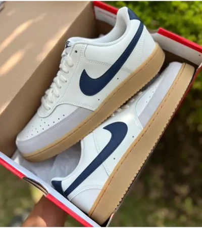 Nike Court Vision Low Sail Midnight Navy Shoes For Men (BSF974)