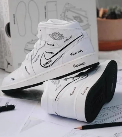 Nike Jordan Retro 1 Mid Schematic leather Shine Men Shoes (FT732) - Image 2