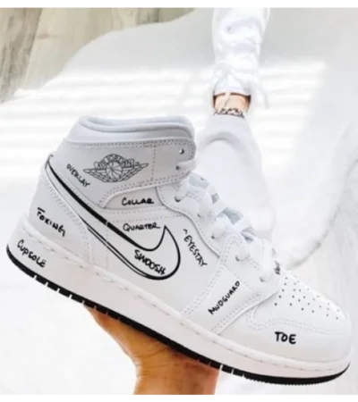 Nike Jordan Retro 1 Mid Schematic leather Shine Men Shoes (FT732)