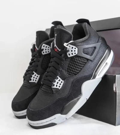Nike Jordan Retro 4 Black Canvas Shoes For Men (SL120) - Image 2