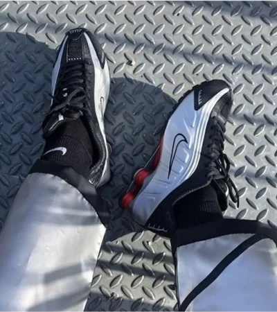 Nike Shox R4 Black Metallic Silver Men Shoes (FT323) - Image 2