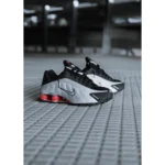 Nike Shox R4 Black Metallic Silver Shoes For Men (BSF613) - Image 2
