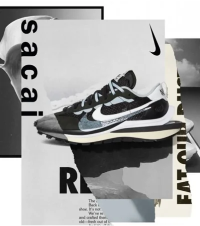 Nike x sacai VaporWaffl Black and White Men Shoes (FT624) - Image 2