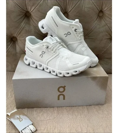 On Cloud Running 5 All White Shoes For Men (BOT511)