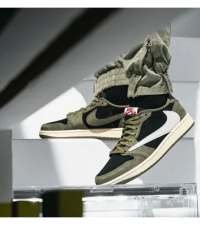 Trendy Air Jordan Retro 1 Travis Scott Black Olive Shoes For Men (SHUB738) - Image 2