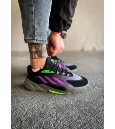Trendy Adidas Ozelia Joker Core Black Screaming Green Grey Shoes For Men (SHUB645)
