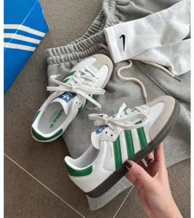 Classy Adidas Samba White Green Shoes For Men (SHH07894)