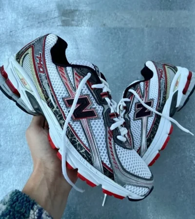 Classy New Balance 740 Silver Red Shoes For Men (SHH07812)
