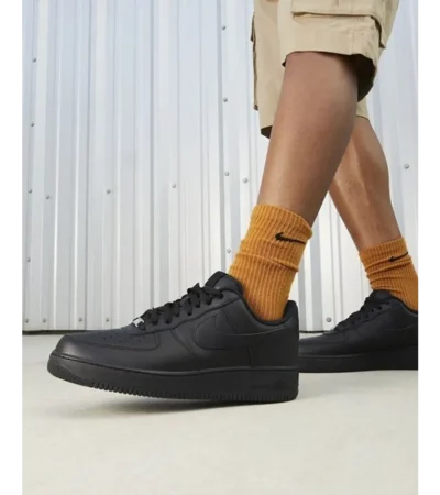 Trendy Nike Air Force 1 Black Pure Leather Shoes For Men (SHUB759) - Image 2