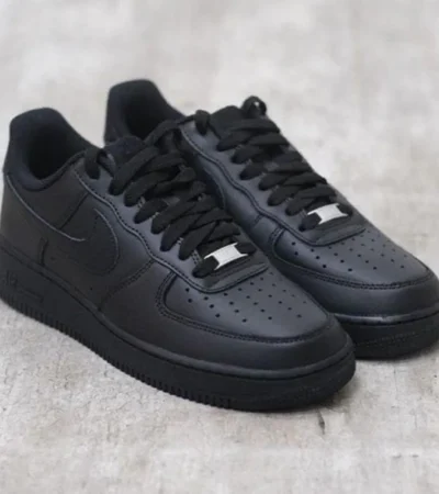 Trendy Nike Air Force 1 Black Pure Leather Shoes For Men (SHUB759)