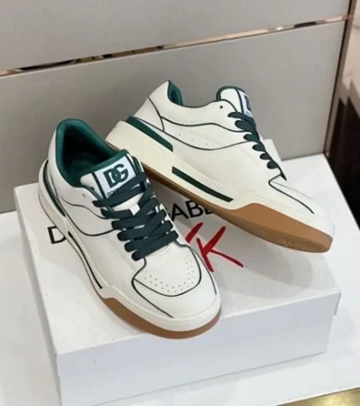 Trendy Dolce & Gabbana New Roma Top Low White Green Shoes For Men (SHUB663) - Image 2