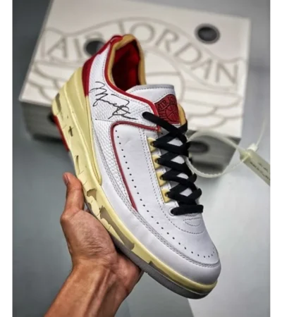 Trendy Jordan Retro 2 Low SP Off White Chicago White Red Shoes For Men (SHUB666)