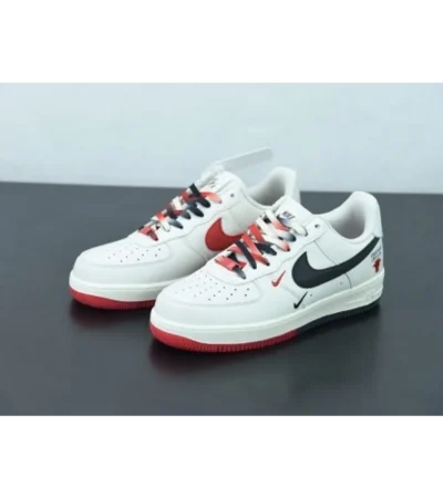 Classy Nike Air Force 1 Low Chicago Bulls White Red Black Shoes For Men (CSO4198)