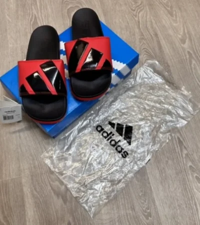 Classy Adidas Adillete Soft Red Black Flip Flops For Men (BH1018) - Image 2