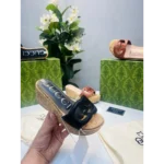 Trendy Gucci Wedged Heel Black Shoes For Women (SHUB772)