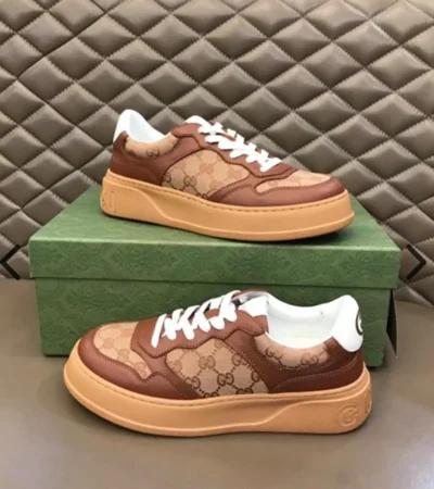 Classy Gucci Embossed Gg Logo Brown Shoes For Men (SHH07783)