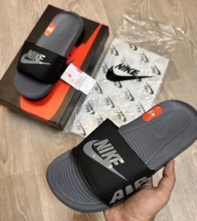 Classy Nike Air Victorie Grey Black Flip Flops For Men (BH1020)