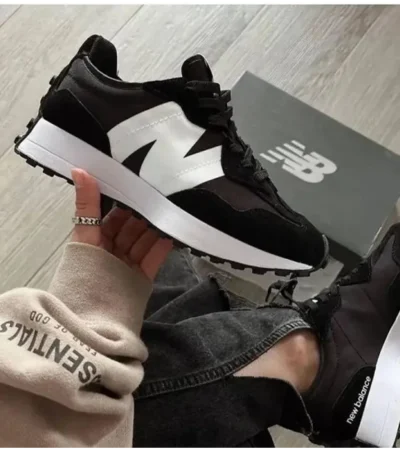 Classy New Balance 327 White & Black Shoes For Men (SHH07703)