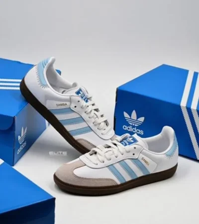 Trendy Samba White Sky Blue Shoes For Men (SHUB730)