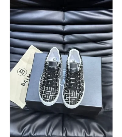 Imported Balmain Paris Court Black Leather Sneaker For Men (SOS2850) - Image 2