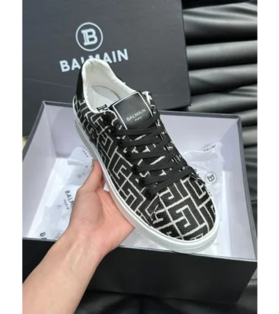 Imported Balmain Paris Court Black Leather Sneaker For Men (SOS2850)
