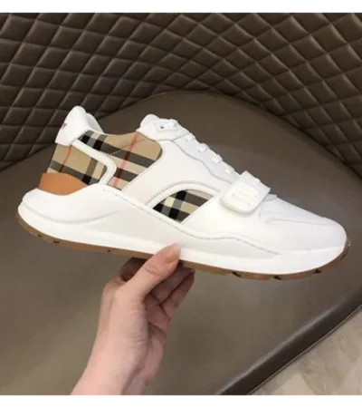 Premium Burberry Vintage Check And Suede White Shoes For Men (SFS1607)