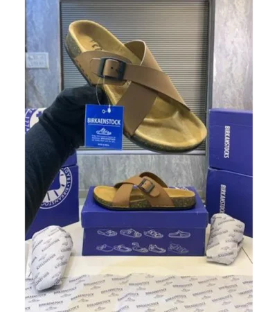 Luxurious Birkenstocks Tan Slide For Men (FF518)