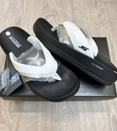 Luxurious Skechers Hyper Burst Simplex Black White Slides For Men (SIG59)