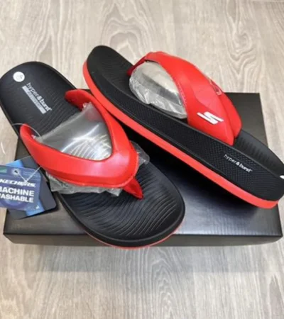 Luxurious Skechers Hyper Burst Simplex Black Red Slides For Men (SIG61)