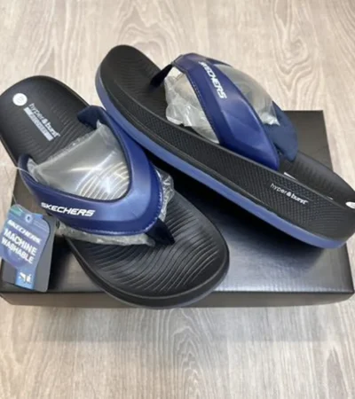 Luxurious Skechers Hyper Burst Simplex Navy Black Slides For Men (SIG62)