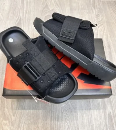 Trendy Nike Asuna 3 Adjust Black Slides For Men (FF553)