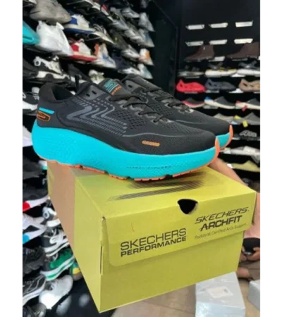 Trendy Skechers Go Run Max Road Black Blue Shoes For Men (FF559)