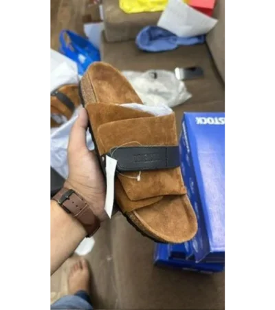 Trendy Birkenstock Kyoto Slides Tan For Men (FF605) - Image 2