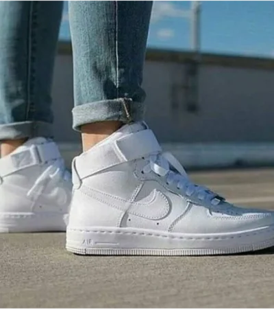 Trendy Nike Airforce Long Mid Leather White Shoes For Men (ETS120)