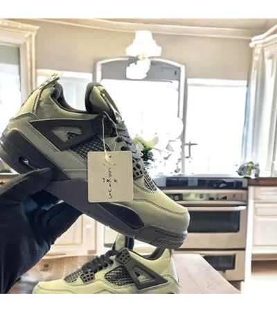 Trendy Travis Scott New Air Jordan 4 Olive Shoes For Men (FF628) - Image 2