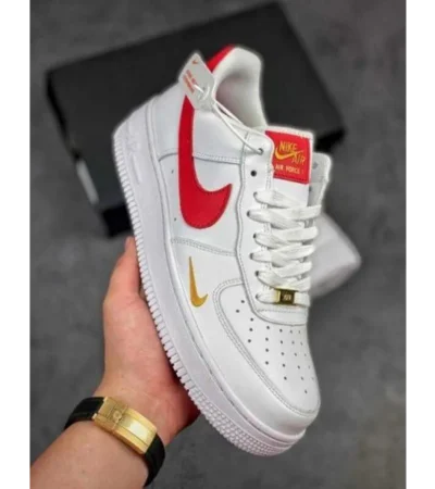 Trendy Nike Air Force 107 Essential White Red Shoes For Men (FF732)