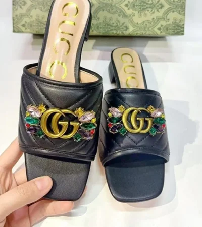 Luxurious Gucci Black Canary Slippers For Women (SFS1895)