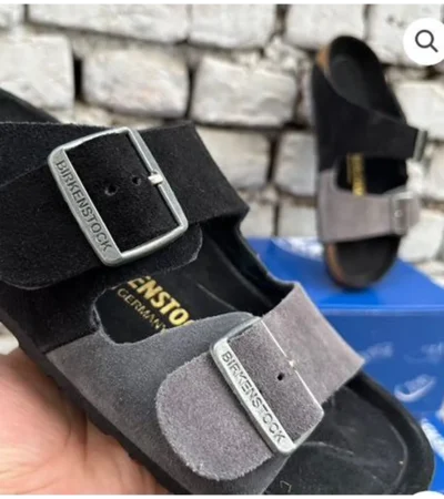 Luxurious Birkenstock Arizona black Grey Split Shoes (SFS1984)