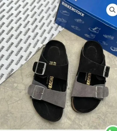 Luxurious Birkenstock Arizona black Grey Split Shoes (SFS1984) - Image 2