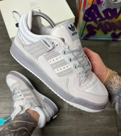 Premium Adidas Fourm Bad Bunny Grey Shoes For Men (SW5863)