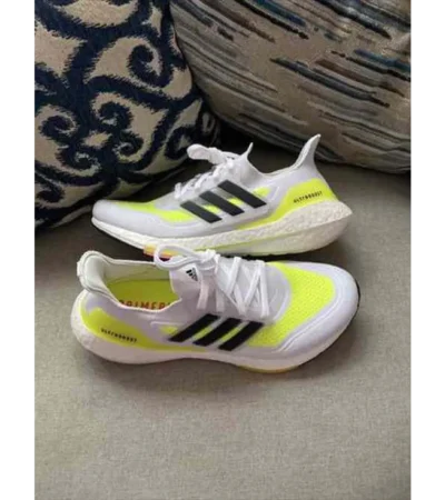 Premium Adidas Ultraboost 21 White Neon Shoes For Men (BME34) - Image 2
