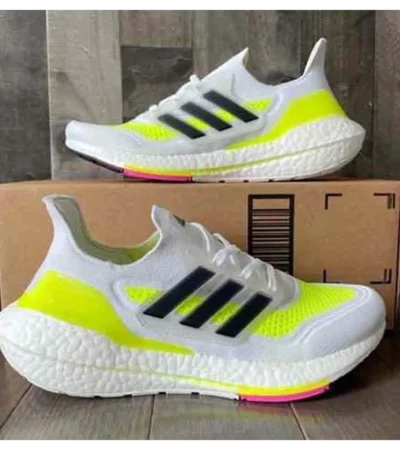 Premium Adidas Ultraboost 21 White Neon Shoes For Men (BME34)